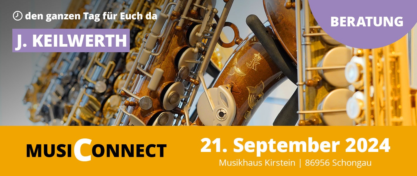 Banner Keilwerth Saxophon Beratung bei der MusiConnect 2024 im Musikhaus Kirstein